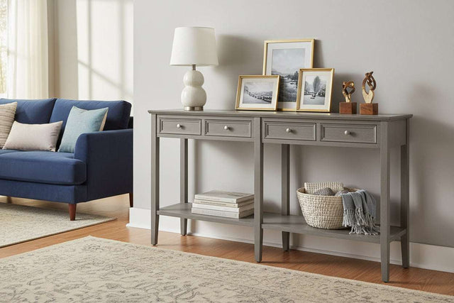 The Serene Collection Four Drawer Console Table GREY WOOD Shades 4 Seasons