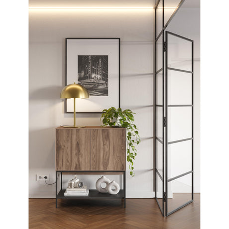 Decortie Console Table in Wood with Metal Frame and Decorative Lamp for Living Room Decor