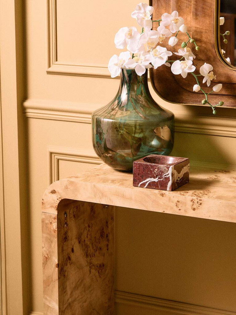 Mota Burl Wood Design Curved Console Table Orsina