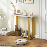 Stylish console table with marble top and gold metal legs, perfect for modern interiors