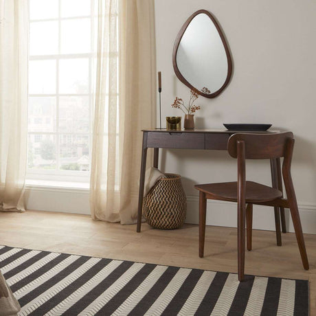 Fishe and Lilly Console Table with a Stylish Mirror and Wooden Chair in a Bright Room