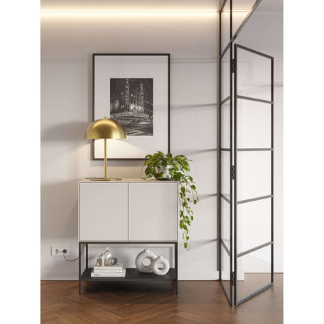 Decortie Console Table in Modern Design with Gold Lamp and Stylish Decor Elements