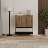 Decortie Console Table with Wooden Finish and Black Metal Legs, Stylish Sideboard for Modern Homes