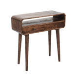 Verty Furniture Console Table with open shelf and two drawers in dark wood finish