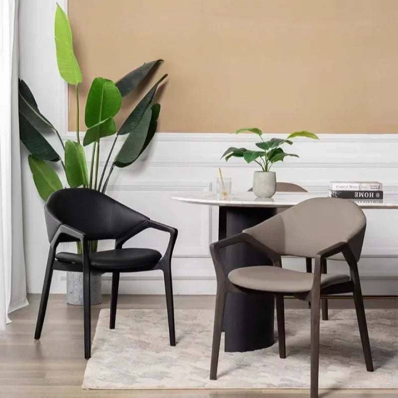 Nisu Home Modern Dining Chair Set in Black and Beige with Stylish Design for Contemporary Interiors