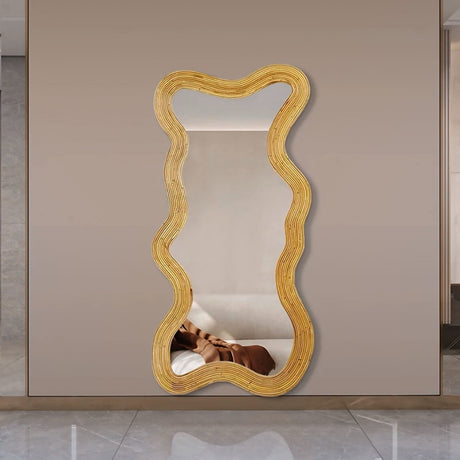 Nisu Home wavy gold Wall Mirror with an elegant design for modern home decor