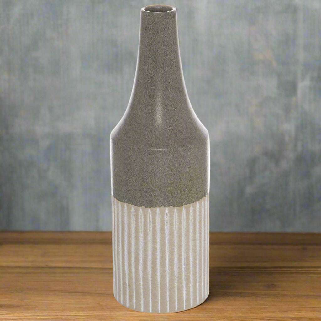 Mason Collection Grey Ceramic Convex Vase GREY CERAMIC Shades 4 Seasons