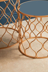 Avantis Set Of Two Mirrored Top Copper Tables Orsina