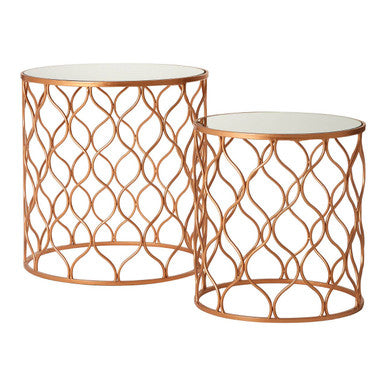 Avantis Set Of Two Mirrored Top Copper Tables Orsina