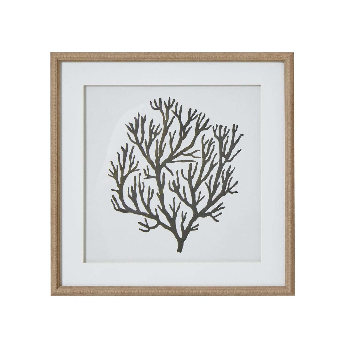 Atol Coral Art Mounted In Beaded Frame BROWN GLASS Shades 4 Seasons