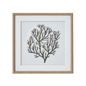 Atol Coral Art Mounted In Beaded Frame BROWN GLASS Shades 4 Seasons