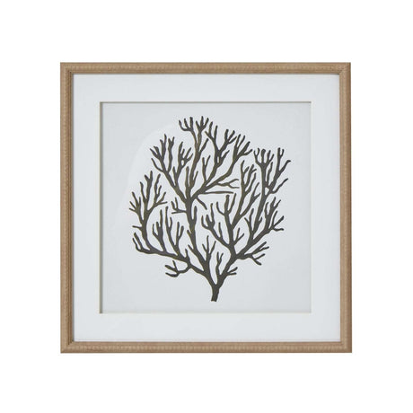 Atol Coral Art Mounted In Beaded Frame BROWN GLASS Shades 4 Seasons