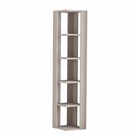 Decortie Corner Bookcase with six shelves for space-saving storage and stylish display