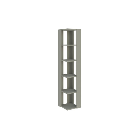 Decortie Corner Bookcase in Grey with Five Shelves for Space-saving Storage