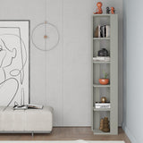 Stylish Decortie Corner Bookcase in modern design with five shelves for displaying books and decor