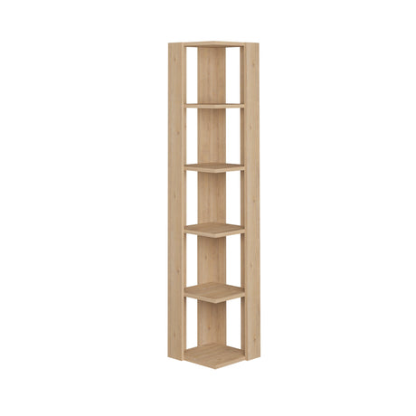 Stylish Decortie corner bookcase with six shelves for efficient storage in small spaces