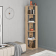 Decortie Corner Bookcase with five shelves for stylish corner storage and display