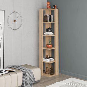 Decortie Corner Bookcase with five shelves for stylish corner storage and display