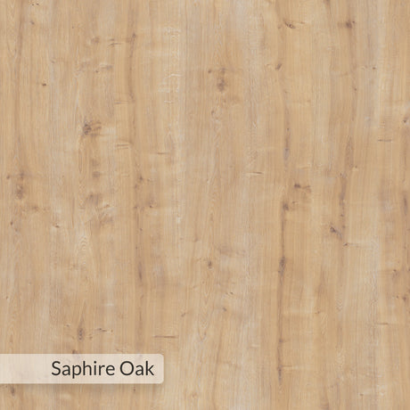 Saphire Oak finish for Decortie Corner Bookcase, stylish and modern design for any room