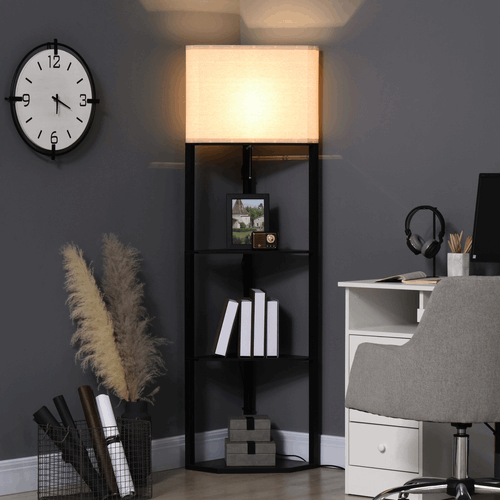 Corner Floor Lamp with Shelves, Modern Standing Lamps for Living Room Bedroom Unbranded