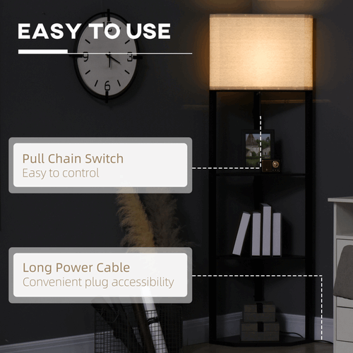 Corner Floor Lamp with Shelves, Modern Standing Lamps for Living Room Bedroom Unbranded