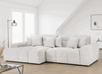 Modern Corner Sofa in Soft Beige Fabric with Plush Cushions for Stylish Living Rooms