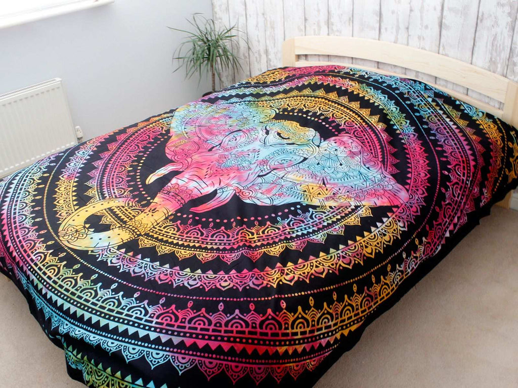 Shades 4 Seasons Cotton Bedspread with Colorful Elephant Design AW-Dropship