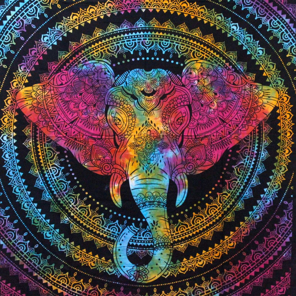Shades 4 Seasons Cotton Bedspread with Colorful Elephant Design AW-Dropship