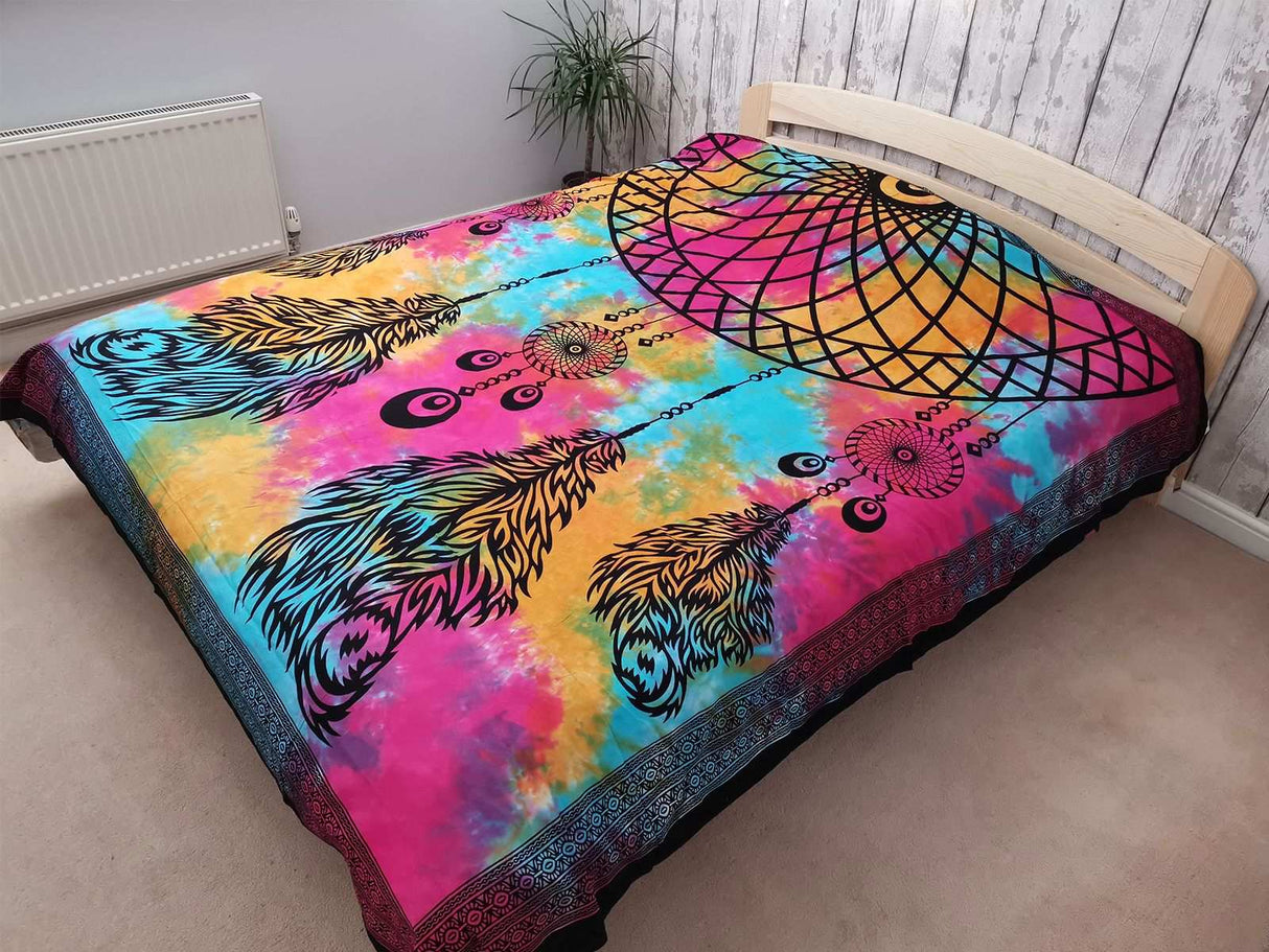 Shades 4 Seasons Cotton Bedspread with Colorful Dreamcatcher Design AW-Dropship