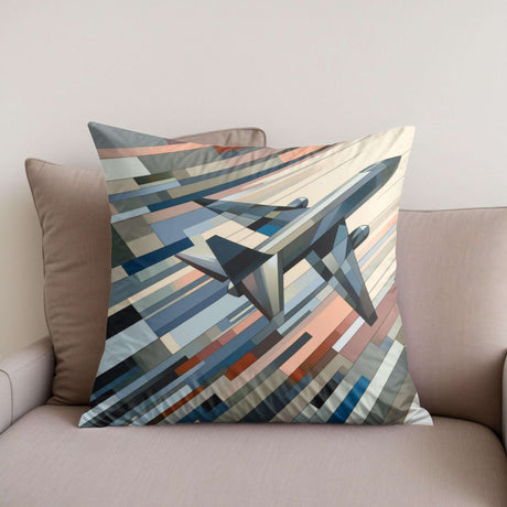 HOME ART HAVEN Cotton Cushion featuring a stylish airplane design on a contemporary background