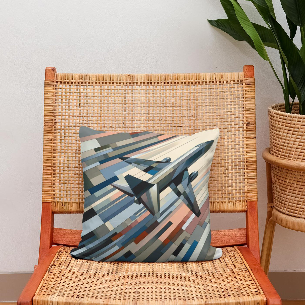 Decorative Cotton Cushion with an abstract geometric design for modern home decor