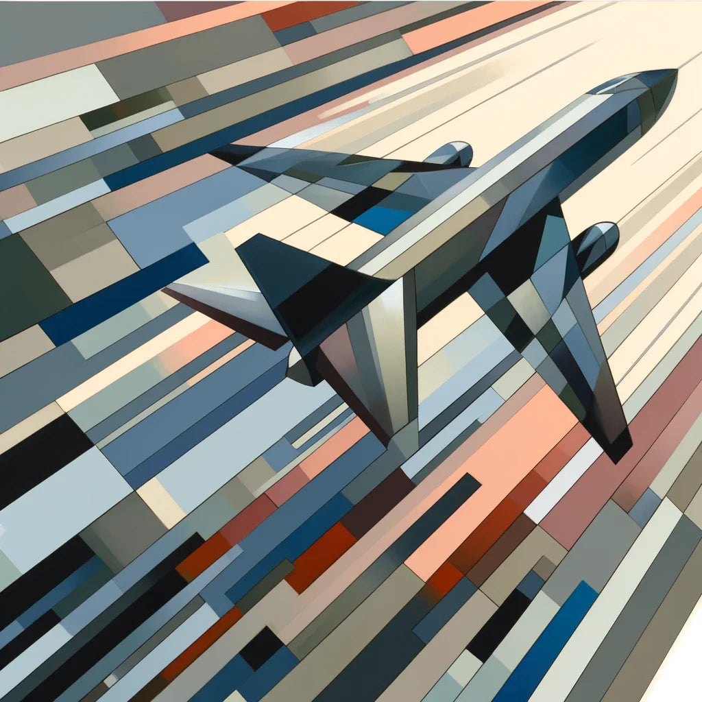 HOME ART HAVEN Cotton Cushion featuring a vibrant geometric design with an airplane theme
