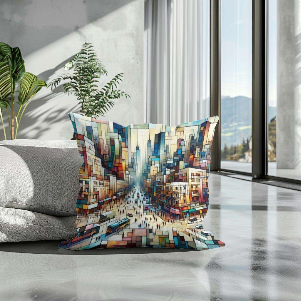 HOME ART HAVEN Cotton Cushion with a Colourful Geometric Design for Modern Home Decor