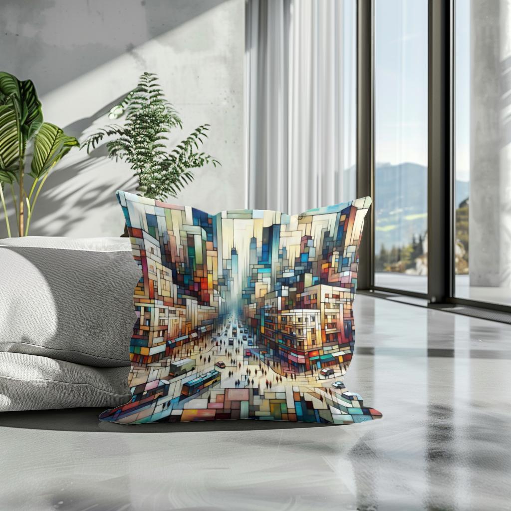 HOME ART HAVEN Cotton Cushion with a Colourful Geometric Design for Modern Home Decor