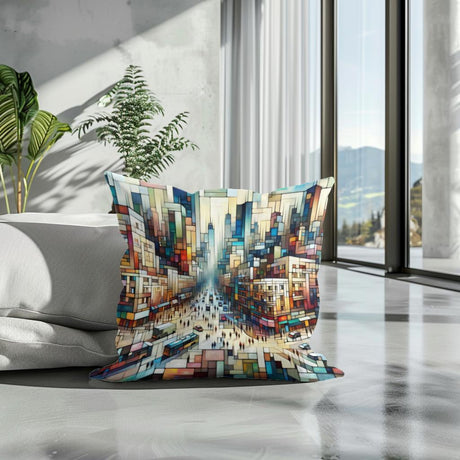 HOME ART HAVEN Cotton Cushion with a Colourful Geometric Design for Modern Home Decor