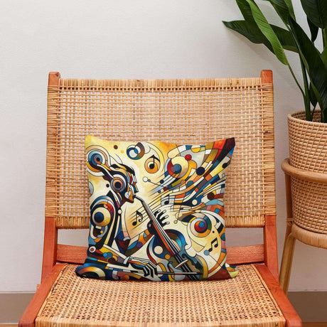 Colourful Cotton Cushion featuring a musical design, ideal for home decor enthusiasts