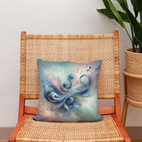 Artistic Cotton Cushion featuring abstract swirls and musical notes for creative home decor