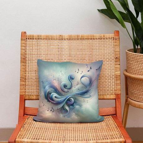 Artistic Cotton Cushion featuring abstract swirls and musical notes for creative home decor