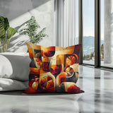 Stylish Cotton Cushion with a vibrant fruit and wine design for modern home decor