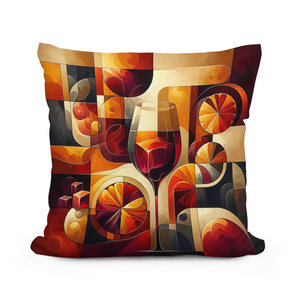 Artistic HOME ART HAVEN Cotton Cushion with vibrant geometric design and a wine glass motif
