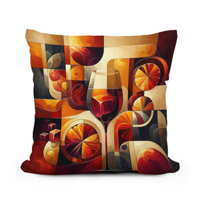 Artistic HOME ART HAVEN Cotton Cushion with vibrant geometric design and a wine glass motif
