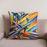 Colourful Cotton Cushion featuring an abstract airplane design for stylish home decor