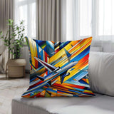 HOME ART HAVEN Cotton Cushion with a vibrant geometric design featuring an airplane