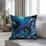 HOME ART HAVEN Cotton Cushion with an ethereal underwater design featuring aquatic elements