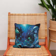 HOME ART HAVEN Cotton Cushion with a vibrant underwater illustration featuring a serene underwater scene