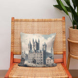 HOME ART HAVEN Cotton Cushion featuring a vintage castle design, perfect for home decor