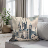Cotton Cushion featuring a whimsical castle design to enhance your home decor