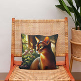 HOME ART HAVEN Cotton Cushion featuring a cat design, perfect for home decor and comfort