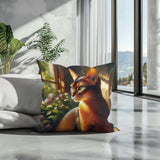 HOME ART HAVEN Cotton Cushion featuring a cat design in a bright, stylish interior setting