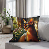 Cotton Cushion featuring a serene cat illustration, perfect for home decor enthusiasts